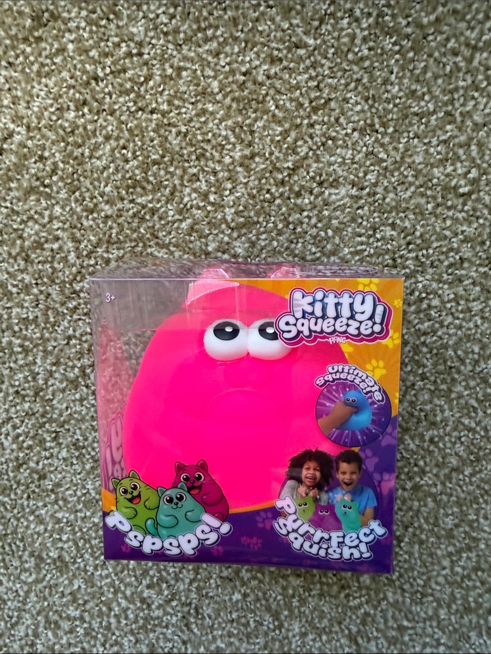 Kitty Squeeze Plush Squeezable Toy - Neon Pink